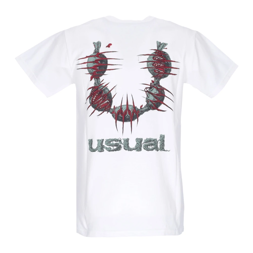 Usual Witte Crew Neck T-shirt Katoen Print White Heren