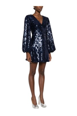 blue-sequin-v-neck-dress