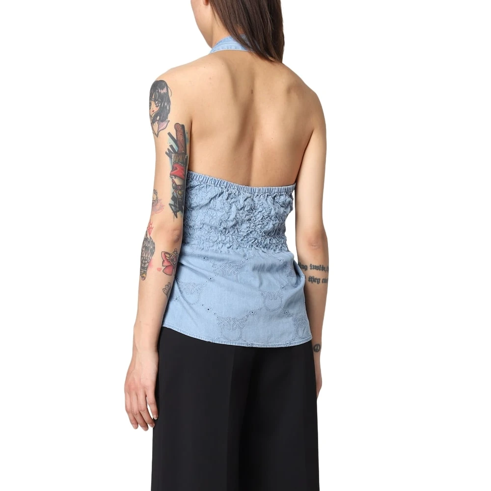 pinko Sleeveless Tops Blue Dames