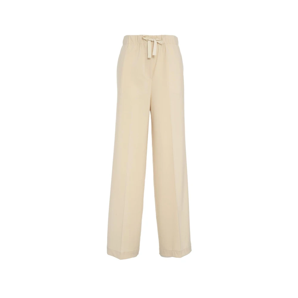 Semicouture Beige Wolmix Trekkoord Broek Beige Dames