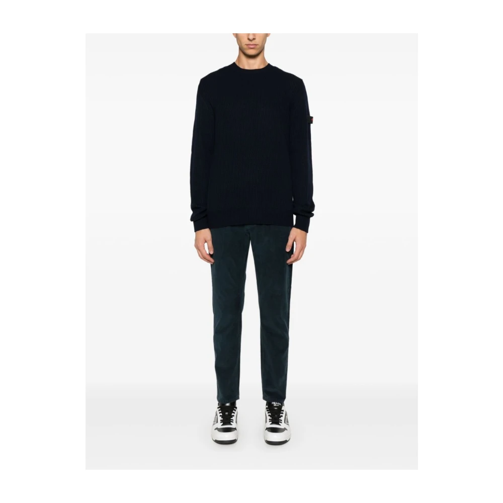 PT Torino Blauwe Corduroy Broek Klassieke Stijl Blue Heren