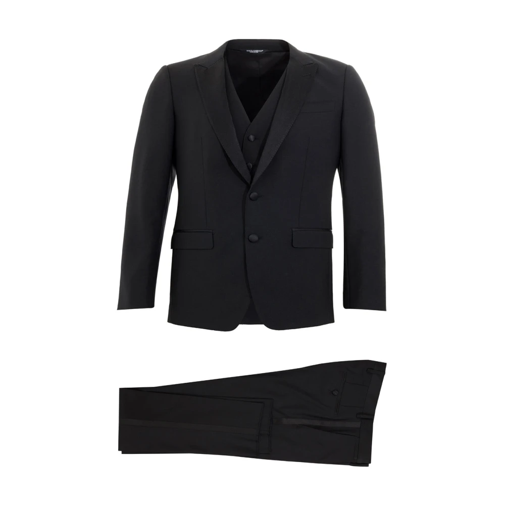 Dolce & Gabbana Prachtig Driedelig Zwart Smokingpak Black Heren