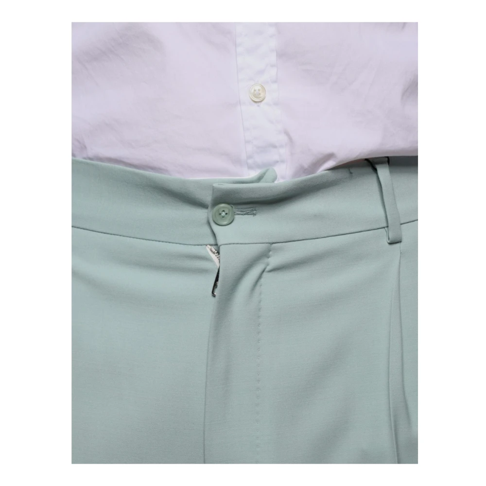 Dolce & Gabbana Mintgroene Skinny Dress Pants met Logo Green Heren