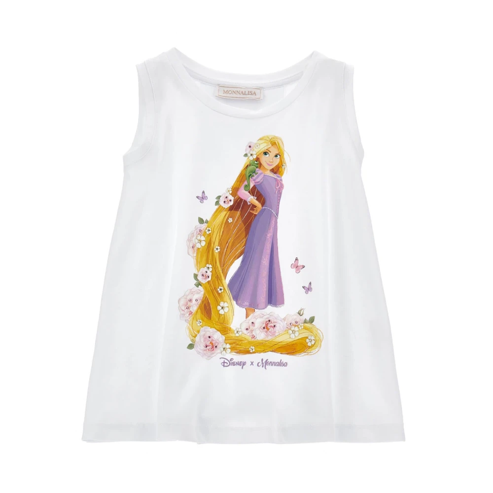Monnalisa Girls White Kids Sleeveless Tops, 6 Y, Cotton T-Shirt