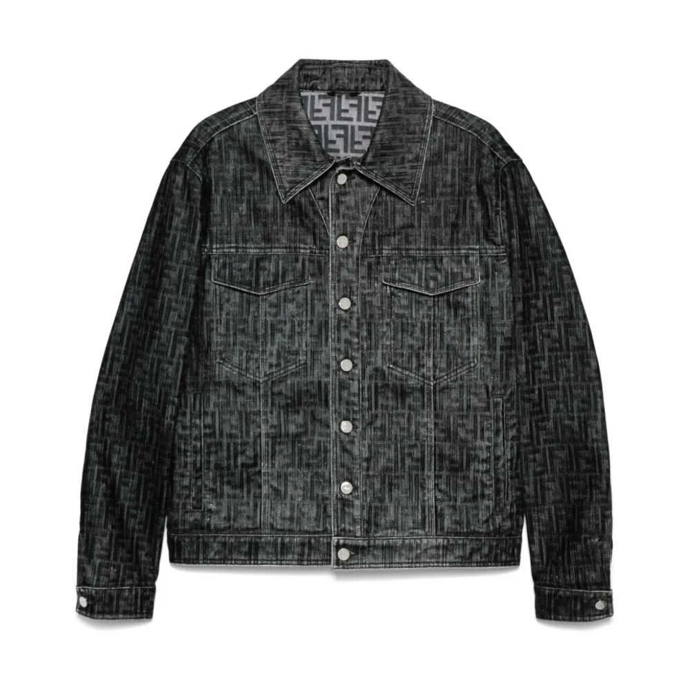 Fendi Denim jack met FF-motief Black Heren