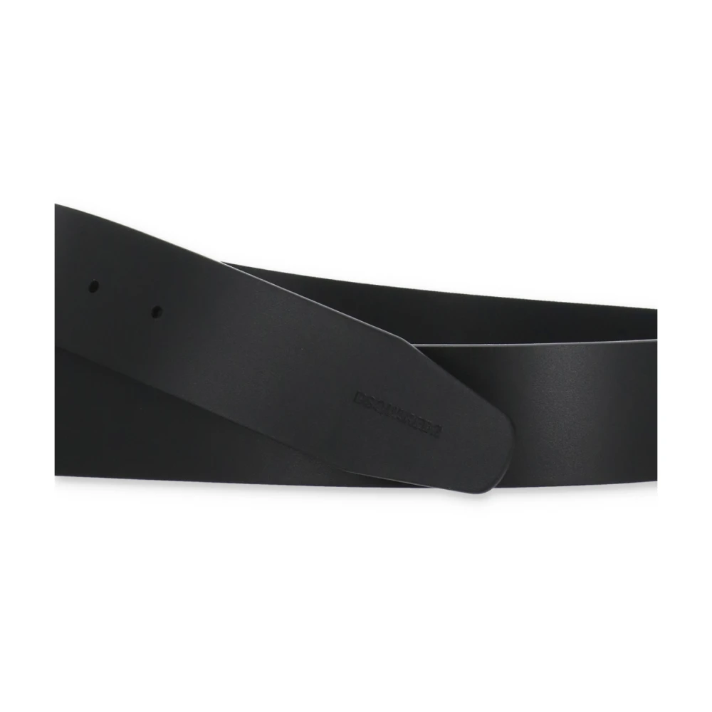 Dsquared2 Zwarte Leren Riem Metalen Gesp Black Heren