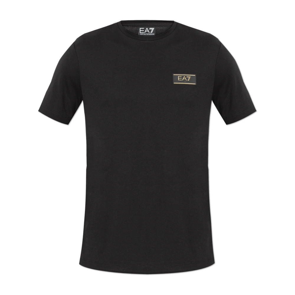 Emporio Armani Ea7 Herr Svart Toppar M, T-Shirt Med Logotypmärke