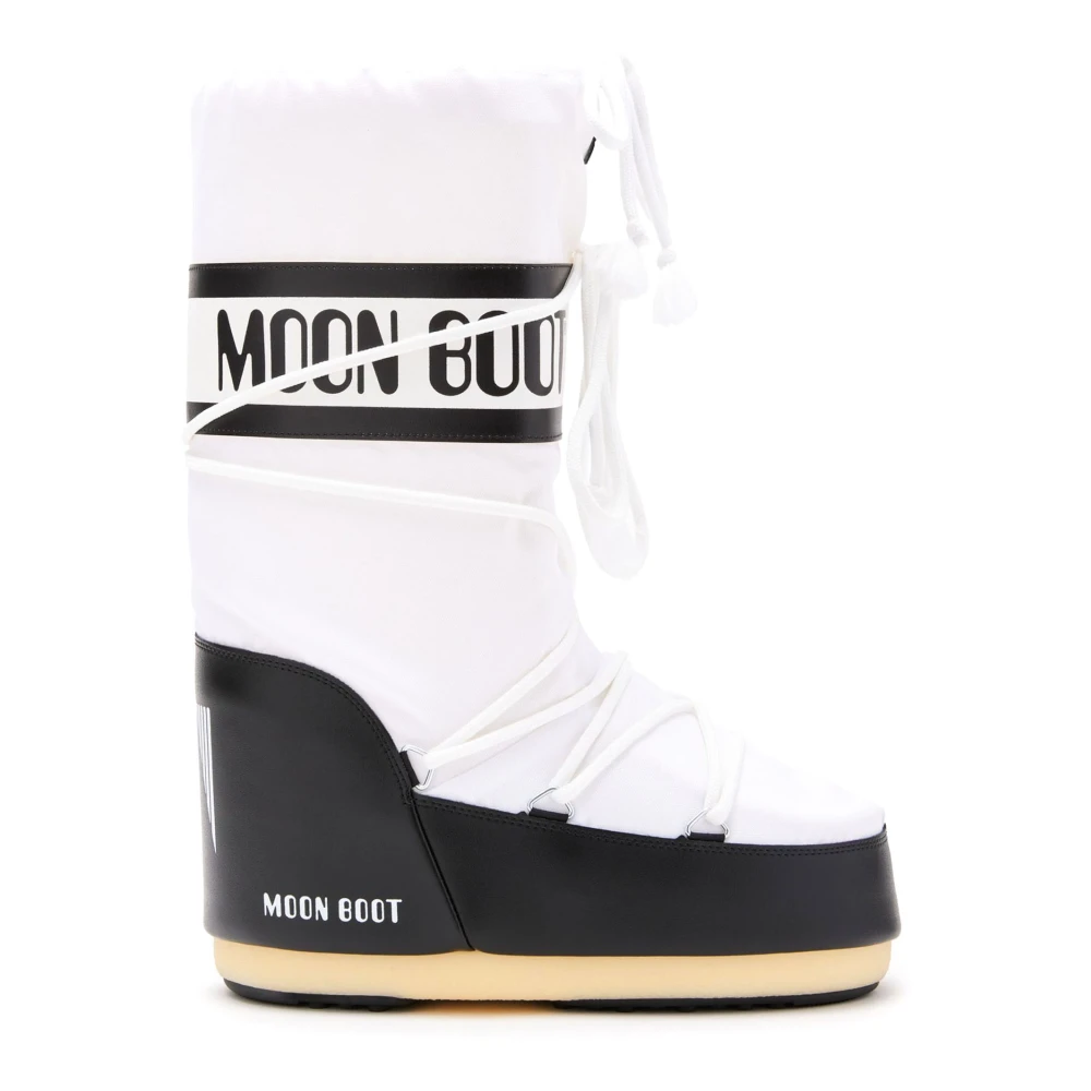 Moon Boot Vita Nylonstövlar, Unisex Design White, Herr