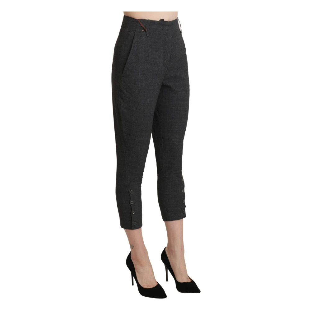 Ermanno Scervino Zwarte hoge taille cropped capri-broek Black Dames