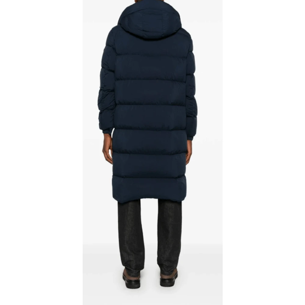 Kiton Navy Blauwe Gewatteerde Jas met Capuchon Blue Heren