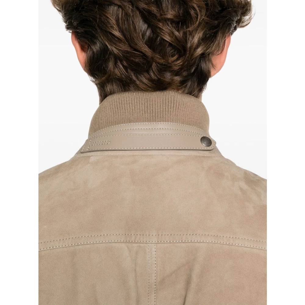 Tom Ford Beige Suède Bomberjack met Zakken Beige Heren