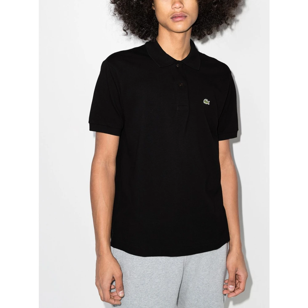 Lacoste Zwarte Katoenen Logo Patch Polo Black Heren