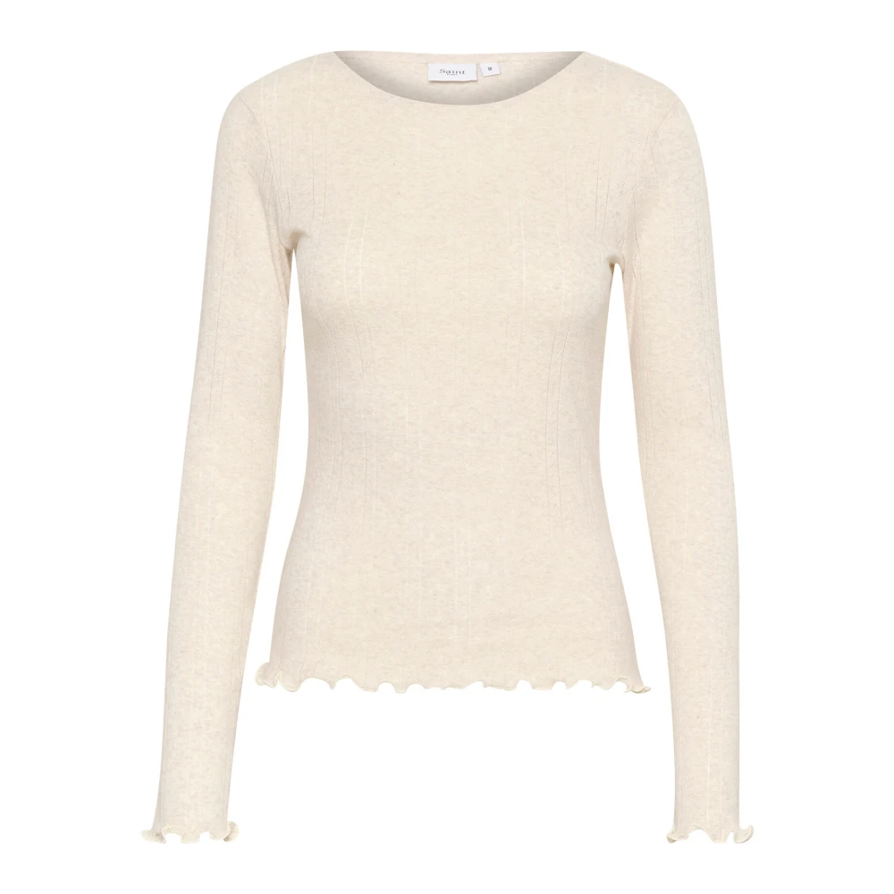 Saint Tropez Grå Melange Blus Top Beige, Dam