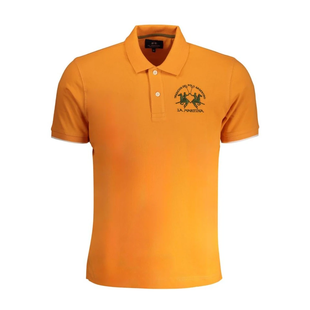 LA MARTINA Oranje Contrast Polo Shirt met Logo Orange Heren