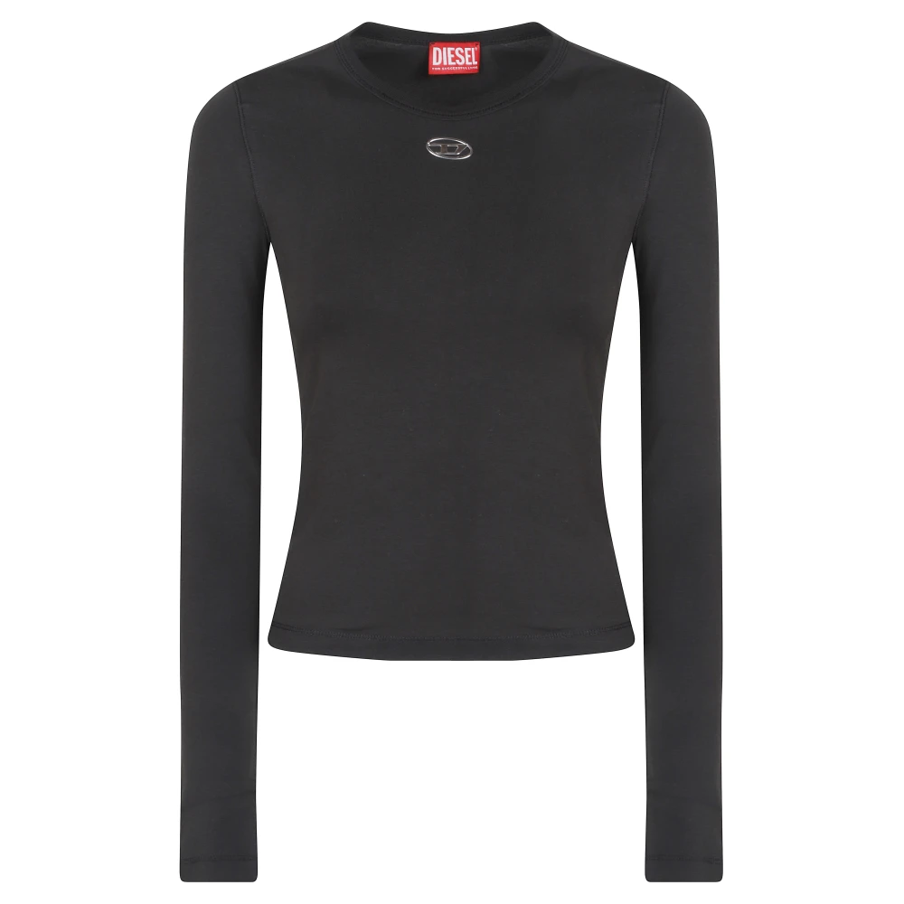 Diesel Vrouw Zwart Tops Dames, L, Katoen, T-Uncutieslong-Ls-Od