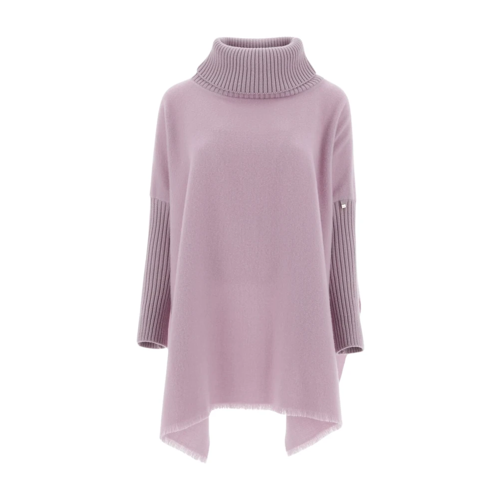 Herno Donna Viola Poncho Lila In Lana