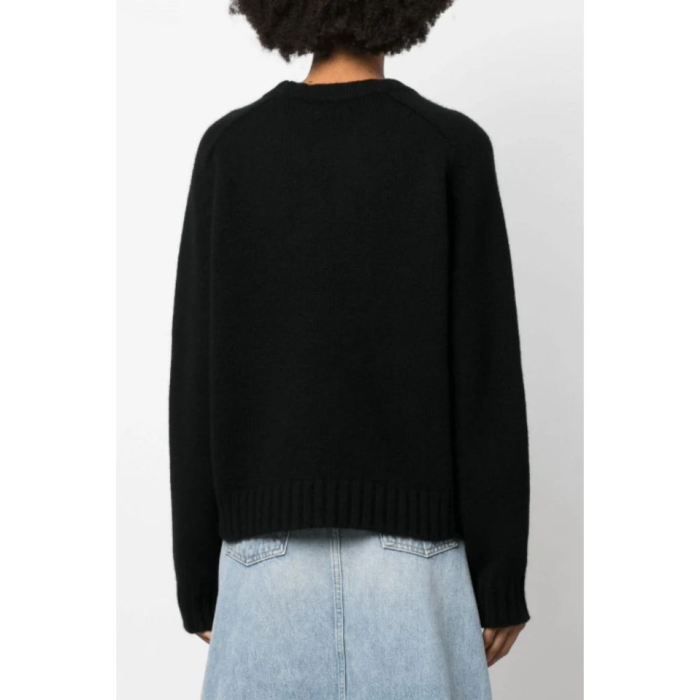 Khaite Zwarte Cashmere Gebreide Crew Neck Jumper Black Dames