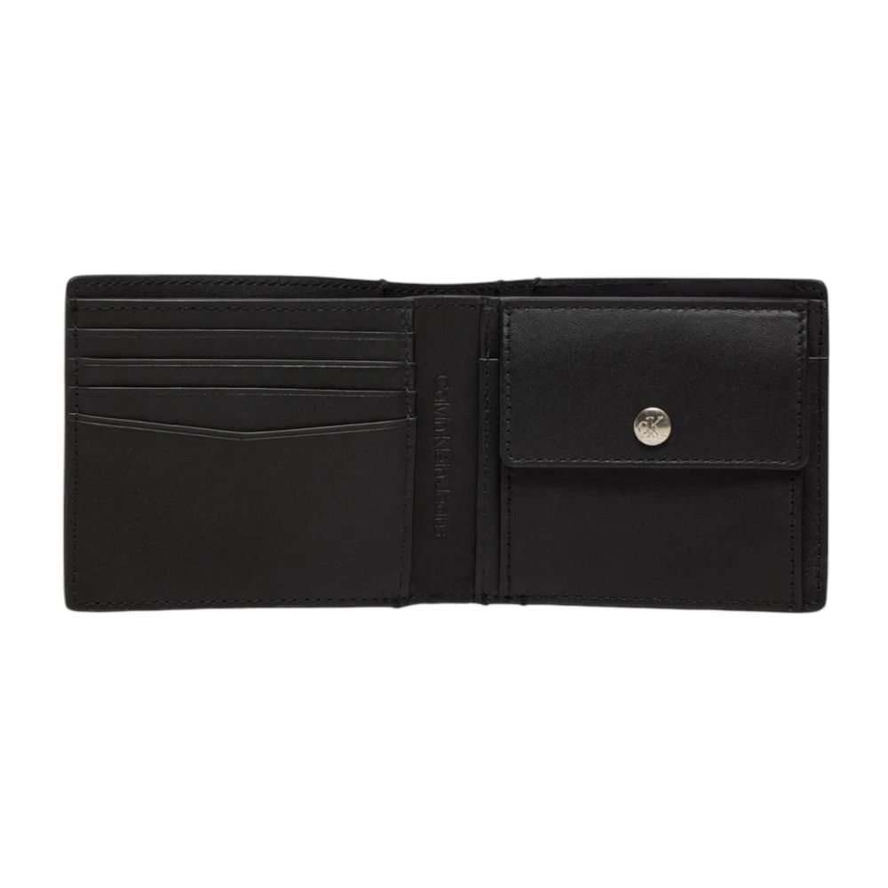 Calvin Klein Jeans Heren lederen bifold portemonnee met muntvak Black Heren