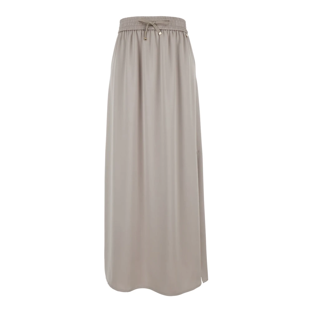 Herno Beige Lange Rok Elastische Taille Stretch Beige Dames