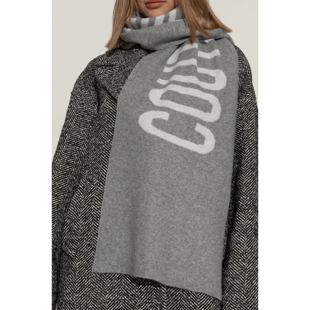 Moschino Sjaal met logo Gray Unisex