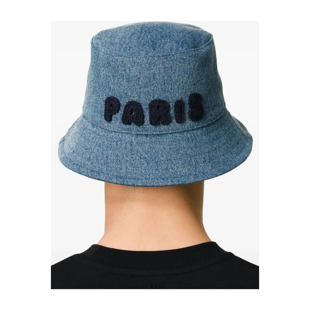 Ami Paris Bucket Hat met Patch Blue Heren