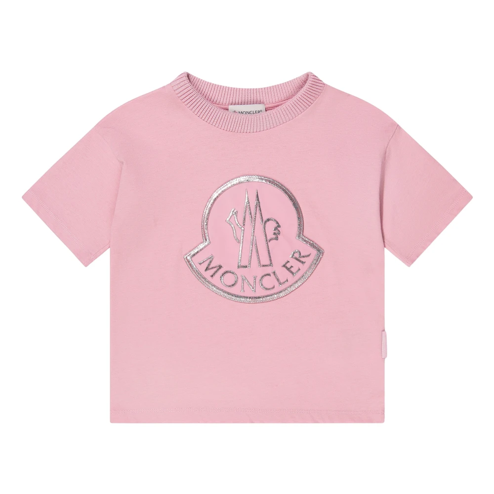 Moncler Girls Pink T-Shirts,, Logo Print T-Shirt Size 8 Y