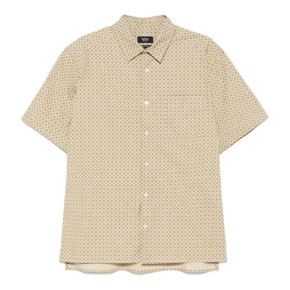 A.p.c. Uomo Beige Camicia A Maniche Corte