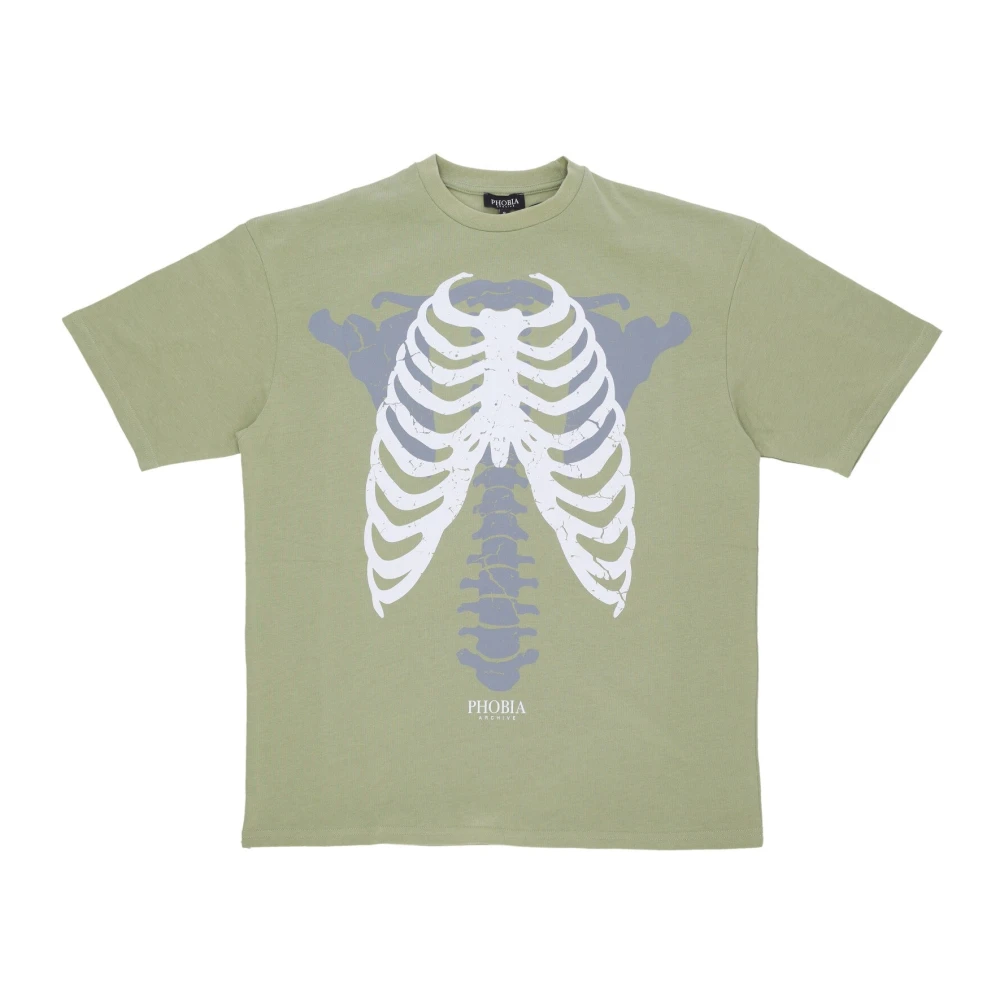 Phobia Archive Uomo Verde Skeleton Print Tee