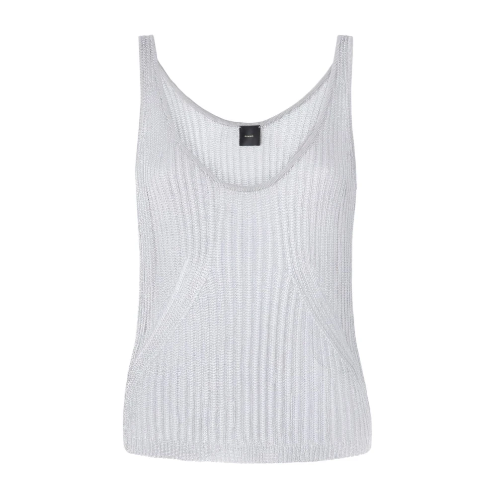 Pinko Women's Gray Sleeveless Tops,, Grey T-Shirt Style Ss25 Medium