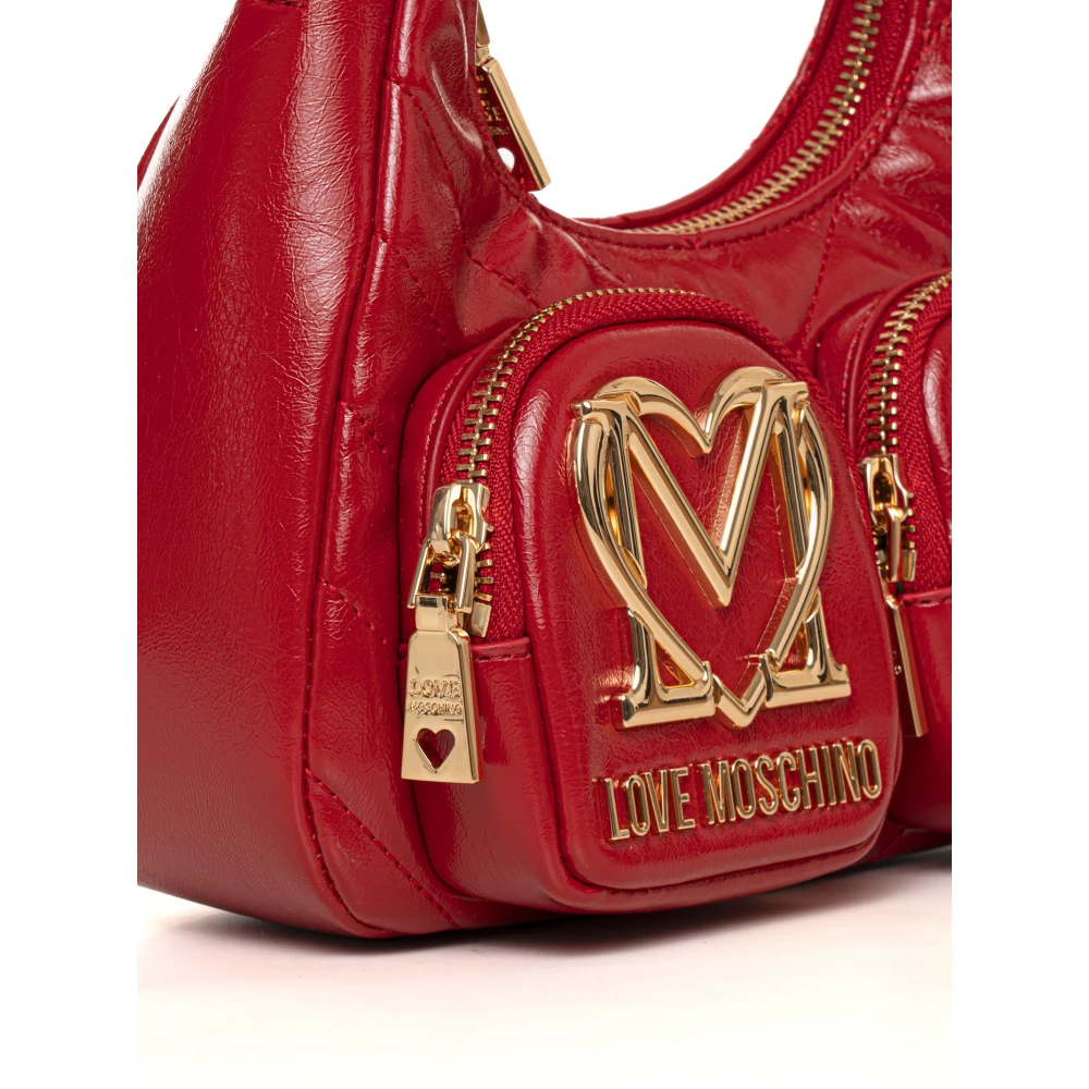 Love Moschino Stijlvolle Half Moon Shaped Schoudertas Red Dames