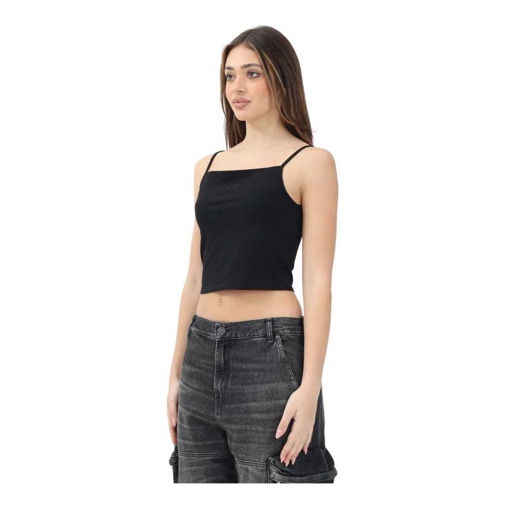 Diesel Zwarte Biologische Katoenen Crop Top Black Dames