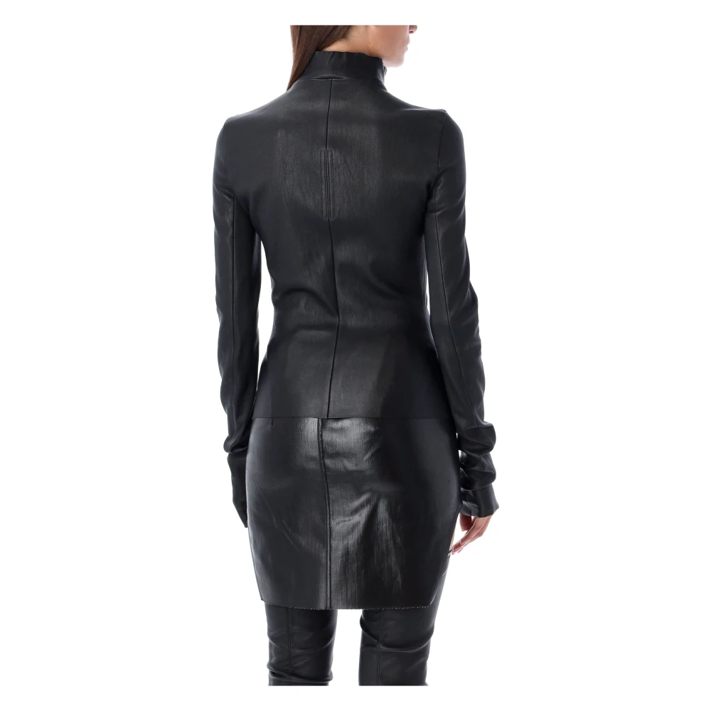 Rick Owens Zwarte leren jas Dameskleding Buitenkleding Black Dames