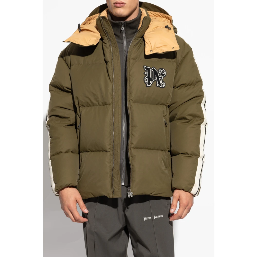 Palm Angels Donsjack met logo Green Heren