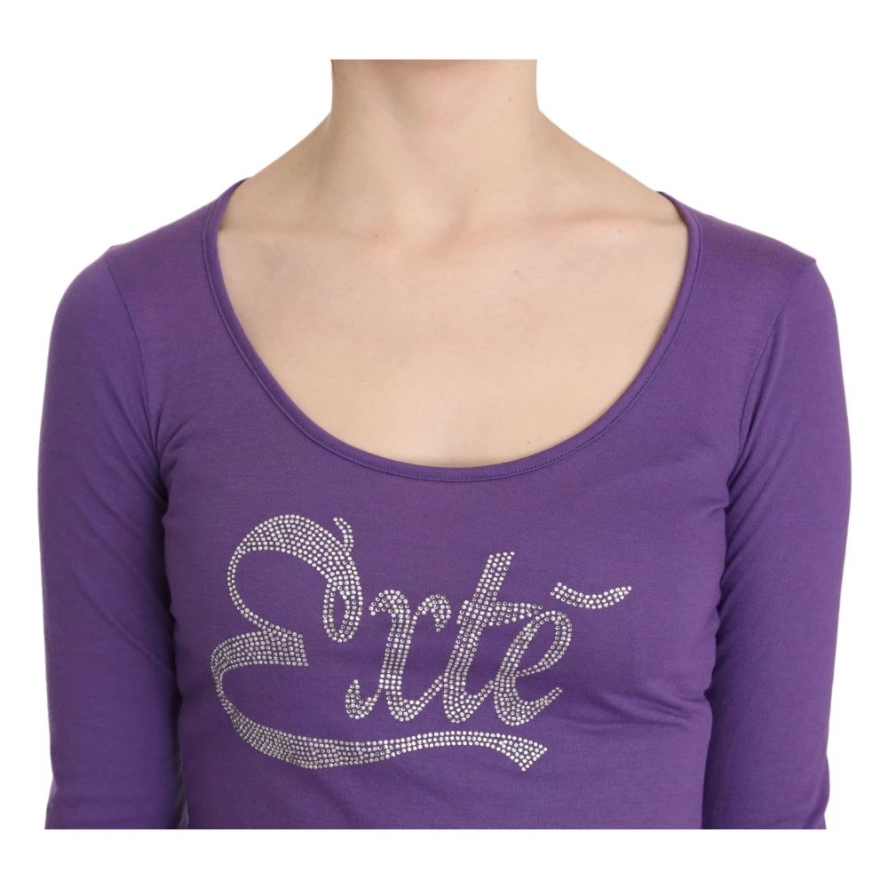 Exte Elegante paarse kristalversierde top Purple Dames