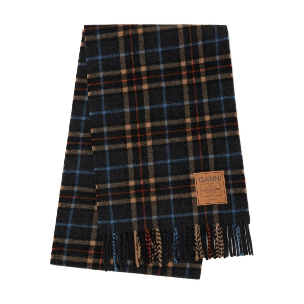 Ganni Women's Multicolor Winter Scarves, One Size, Grey Scarf Collection