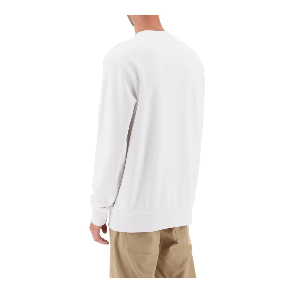 Hugo Boss Logo Print Crew-neck Sweatshirt White Heren