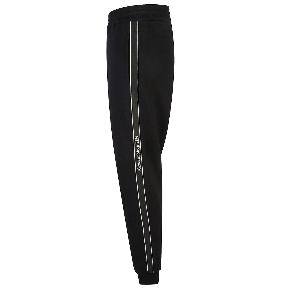 alexander mcqueen Sportieve Gestreepte Katoenen Broek Black Heren
