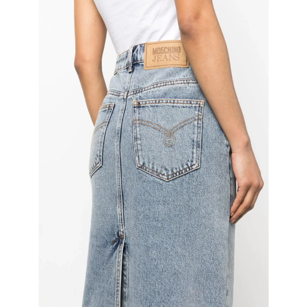 Moschino Denim Rok met Voorsluiting Blue Dames