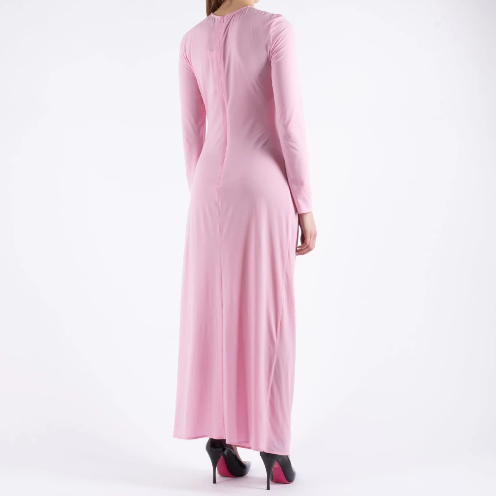 Magda Butrym Gedrapeerd Maxi Jurk met 3D Bloemen Pink Dames
