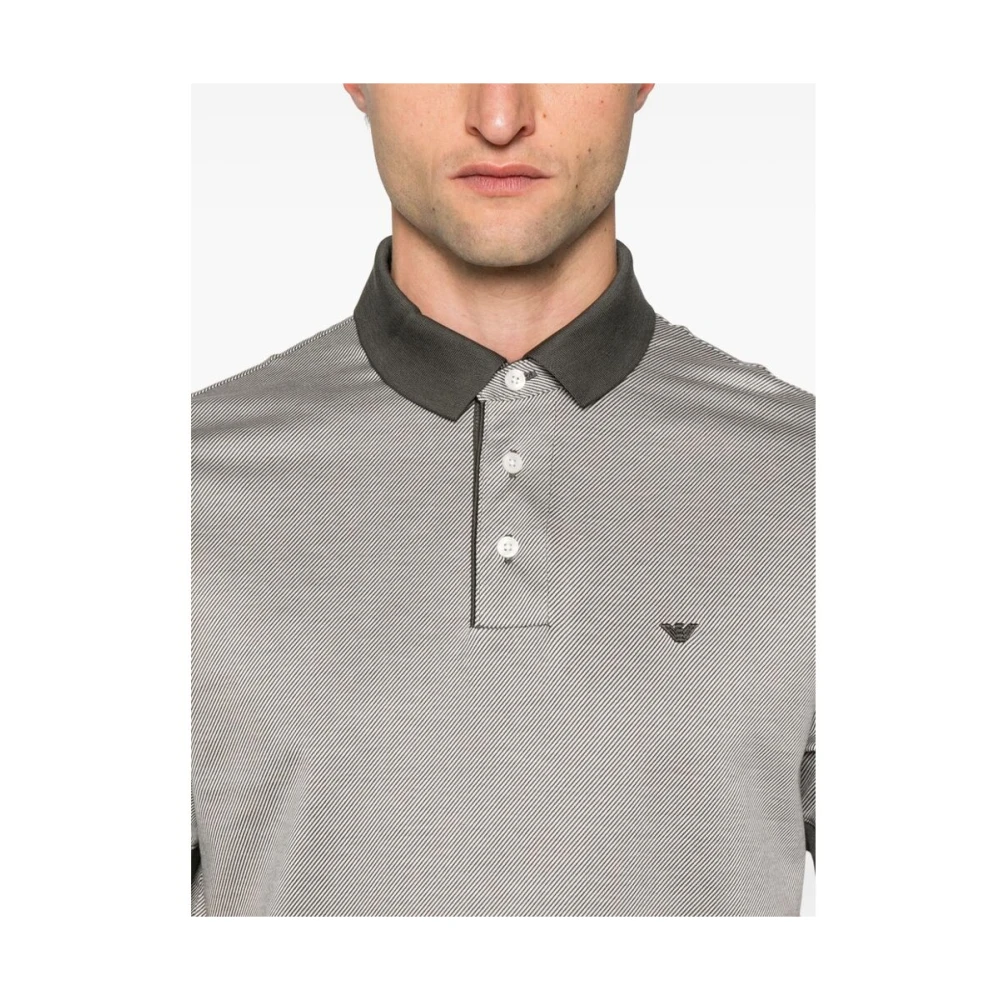 Emporio Armani Groen Gestreept Poloshirt Gray Heren