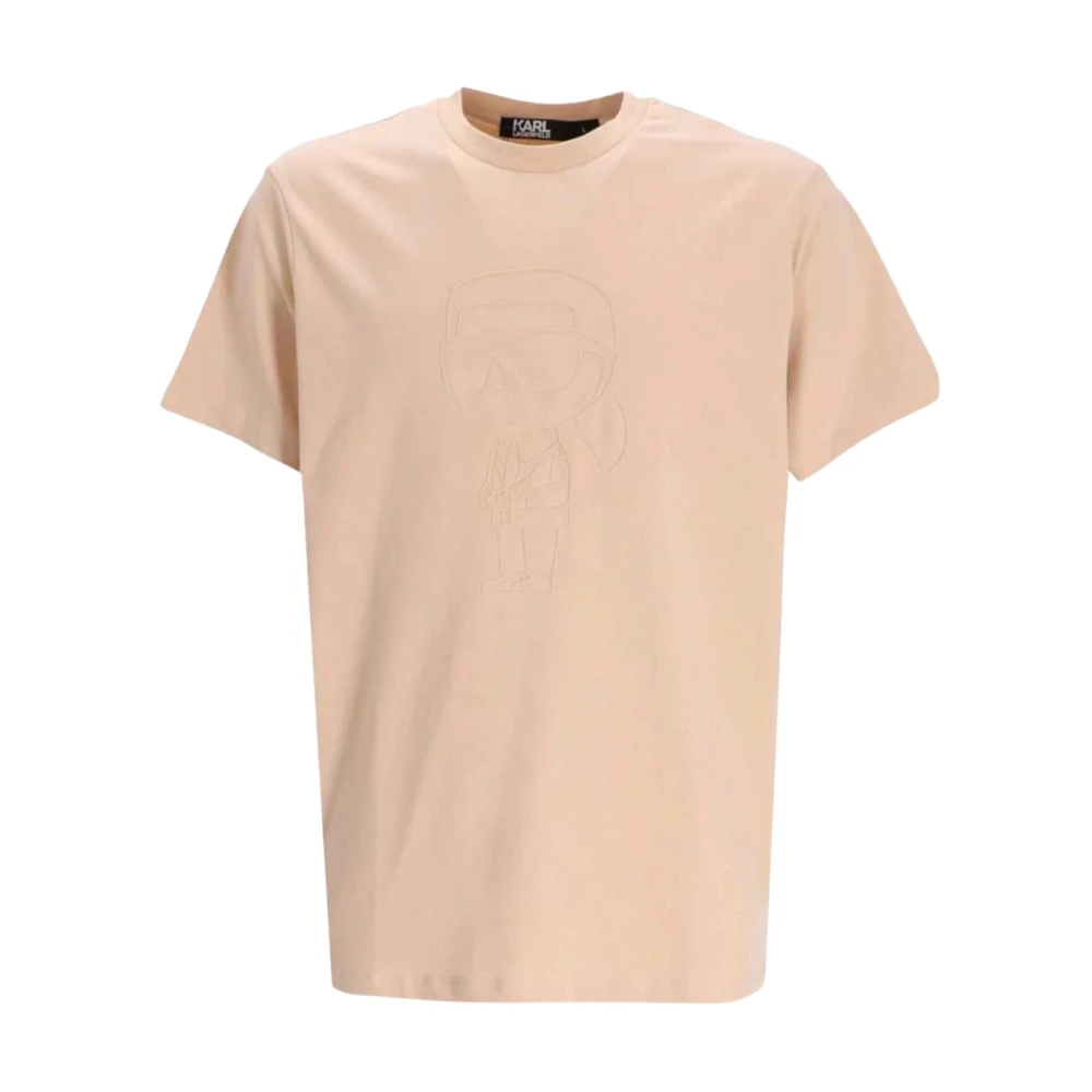 Karl Lagerfeld Ikonik Logo Ingelegd T-Shirt Beige Heren