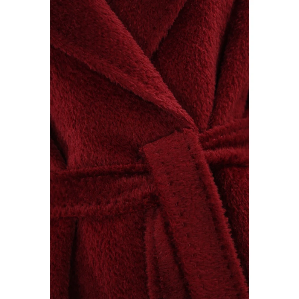Max Mara Studio Gebonden Alpaca Wol Jas Rood Red Dames