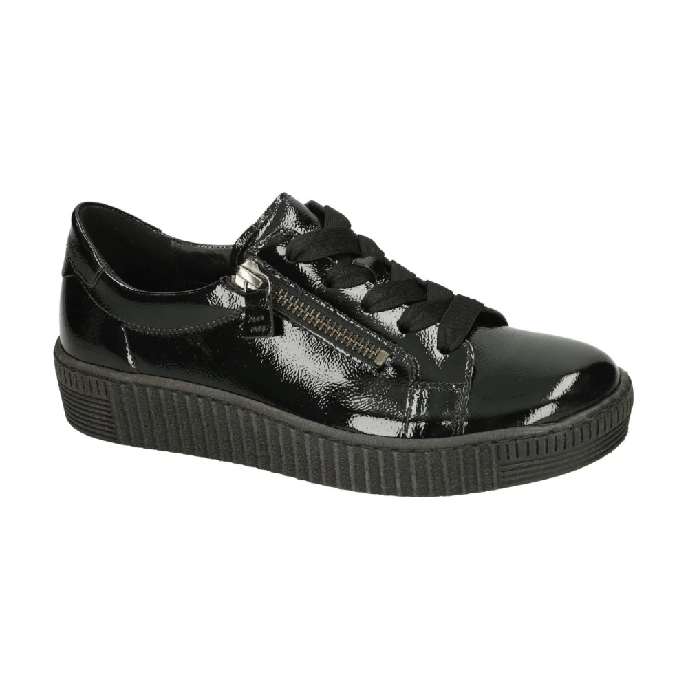 Gabor Knautschlack Plateau Sneaker Dames Schoenen Zwart