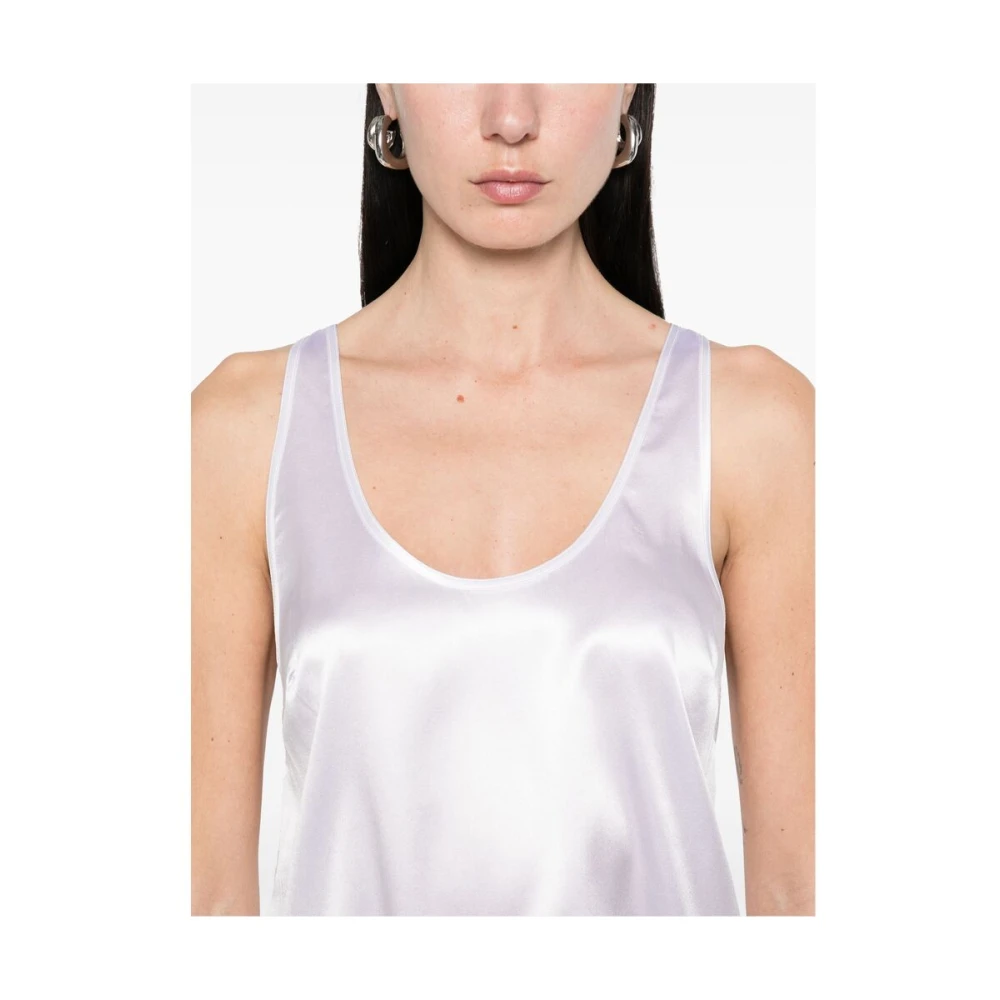 pinko Witte Mouwloze Top met Scoop Neck White Dames