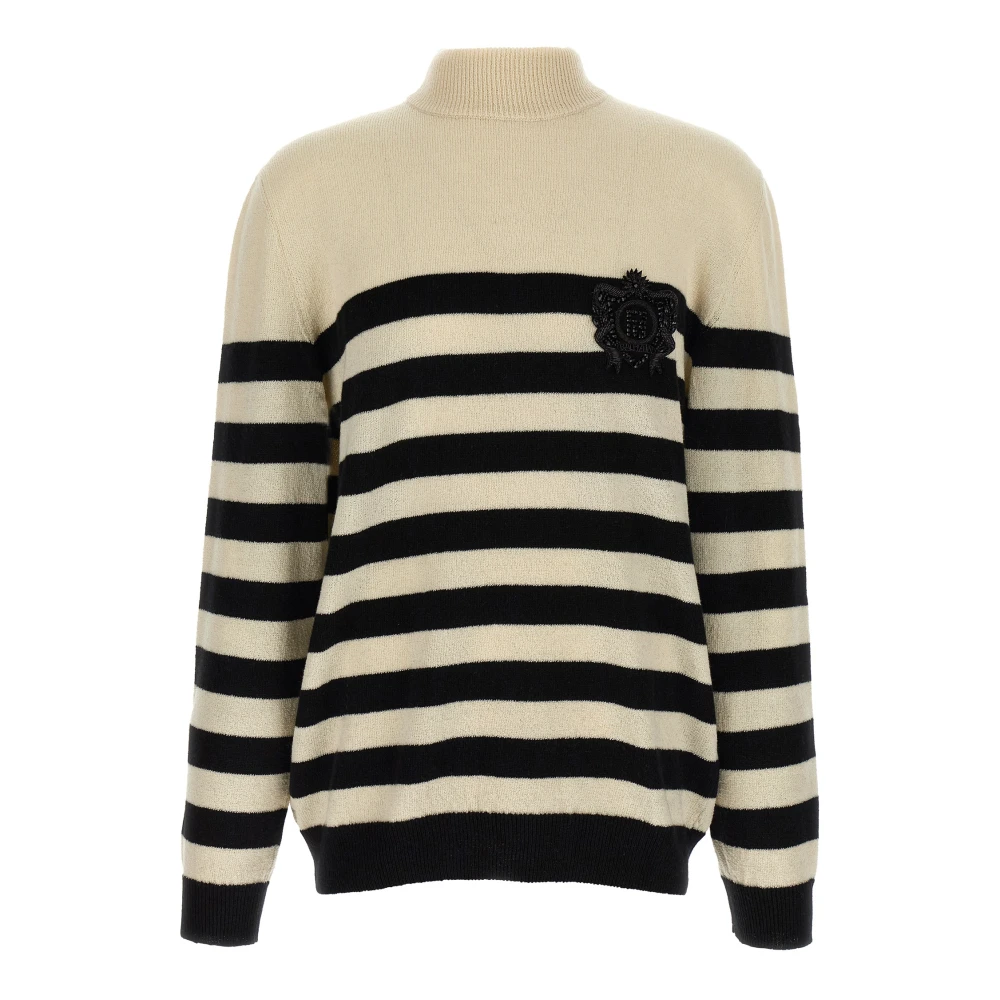 Balmain Herr Multicolor Stickade Tröjor Xl, Kashmir, Marinière Tröja