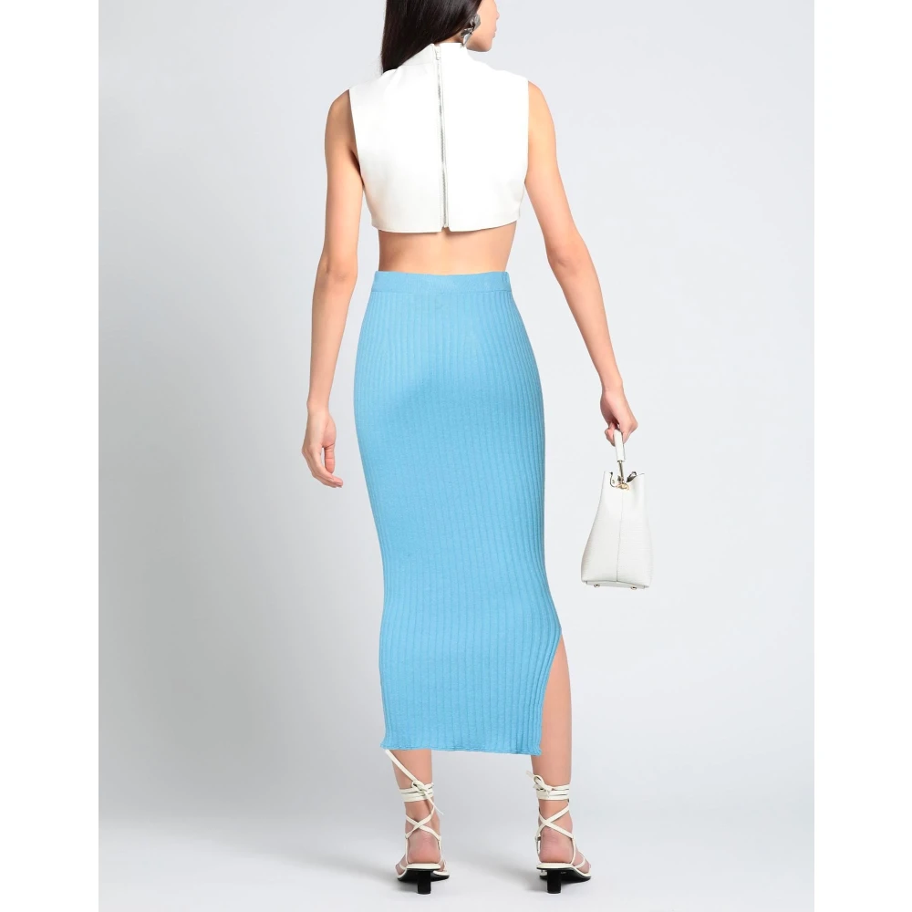 Essentiel Antwerp Blauwe Geribbelde Midi Rok Creed Blue Dames