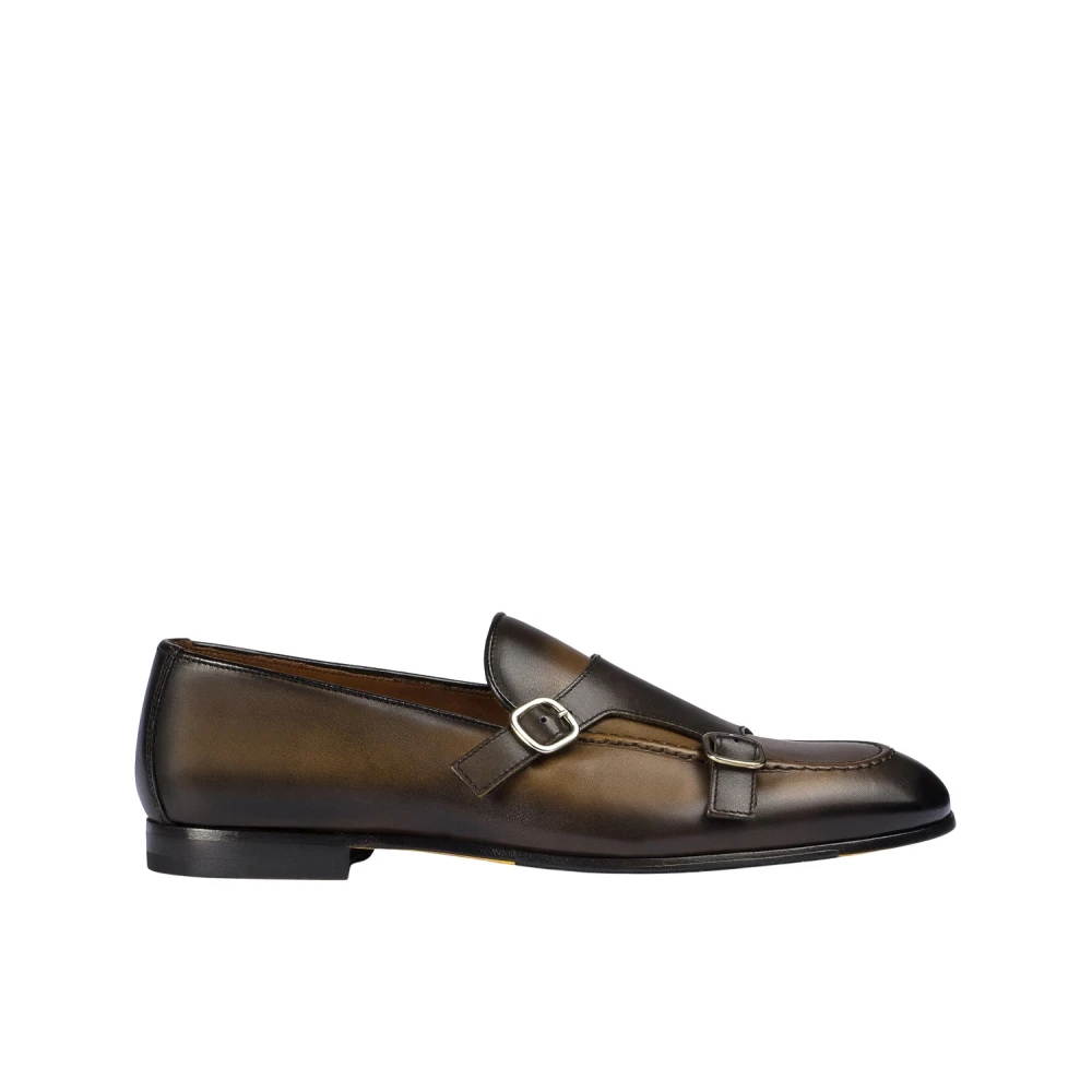 Doucal's Brown Loafers, Male, 5 Uk, Dark Leather Double-Buckle Loafer