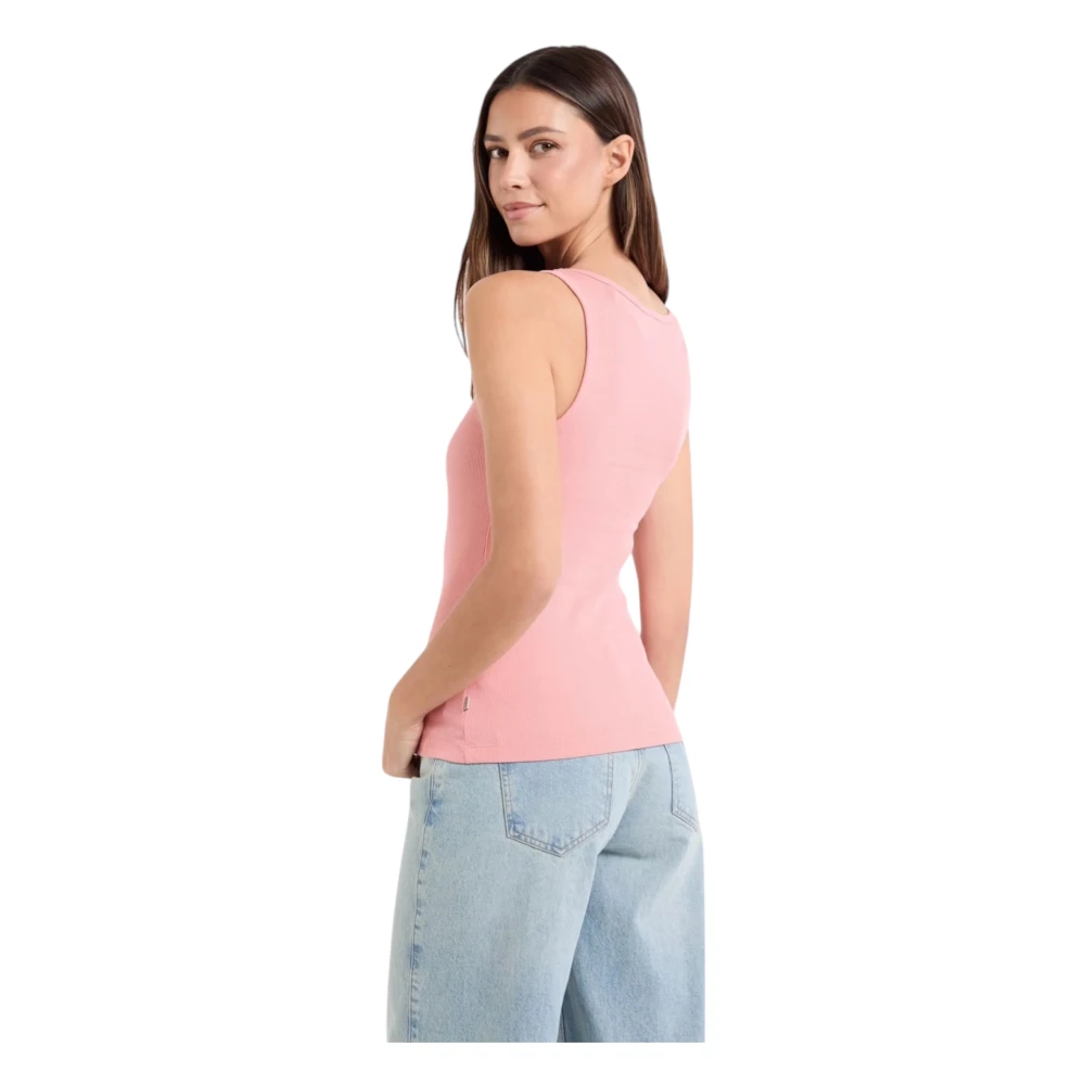 Guess Organische Katoenen Geribbelde Tanktop Pink Dames