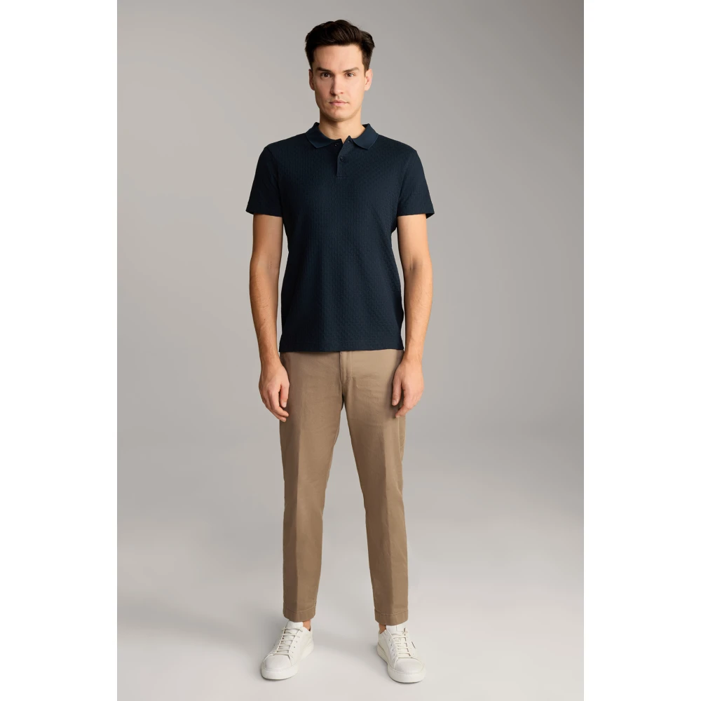 Joop! Donkerblauw katoenen poloshirt met textuurpatroon Blue Heren