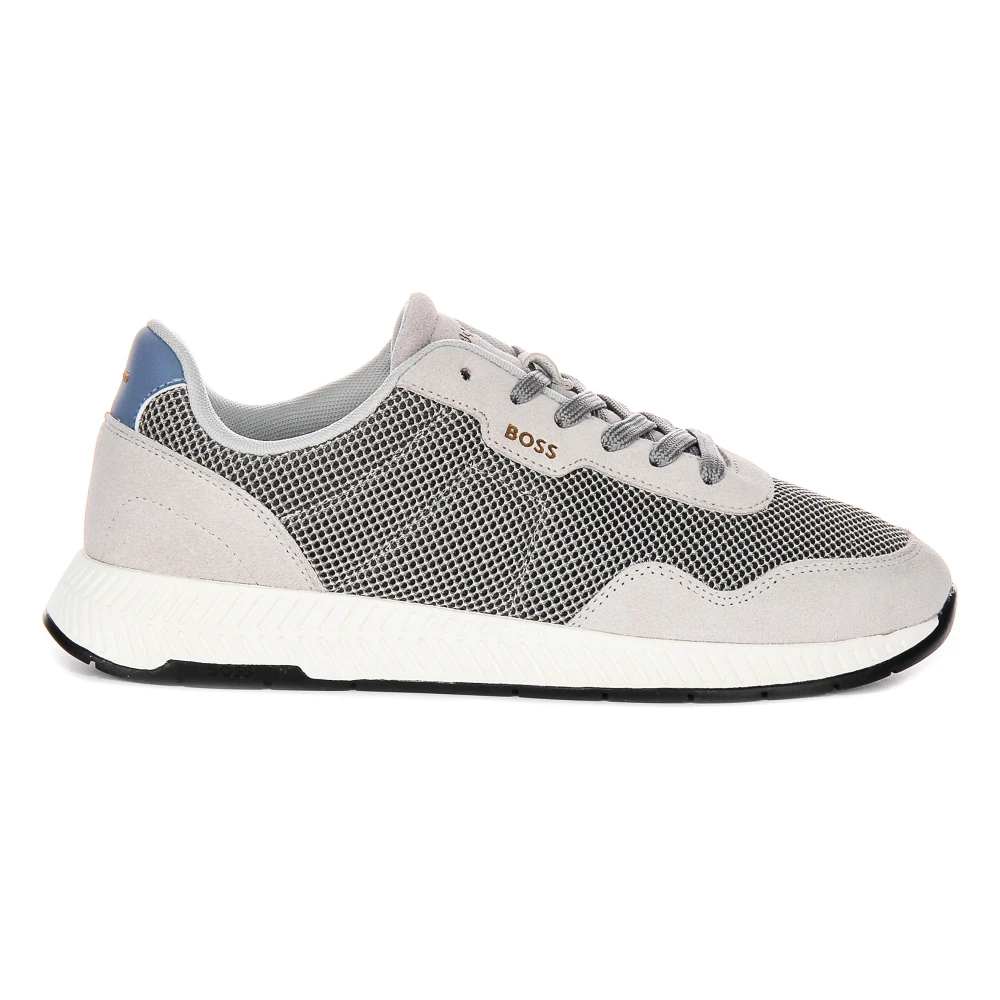 Hugo Men's Gray Sneakers, 9 Uk, Modern Mesh Trainers In Grey